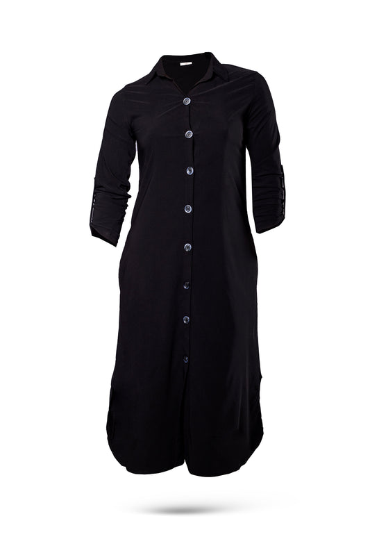 plain dress with buttons all way long, long sleeves