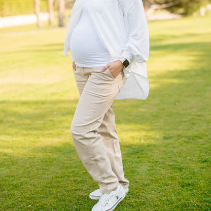 Maternity straight Pant Gabardine with cotton high waist