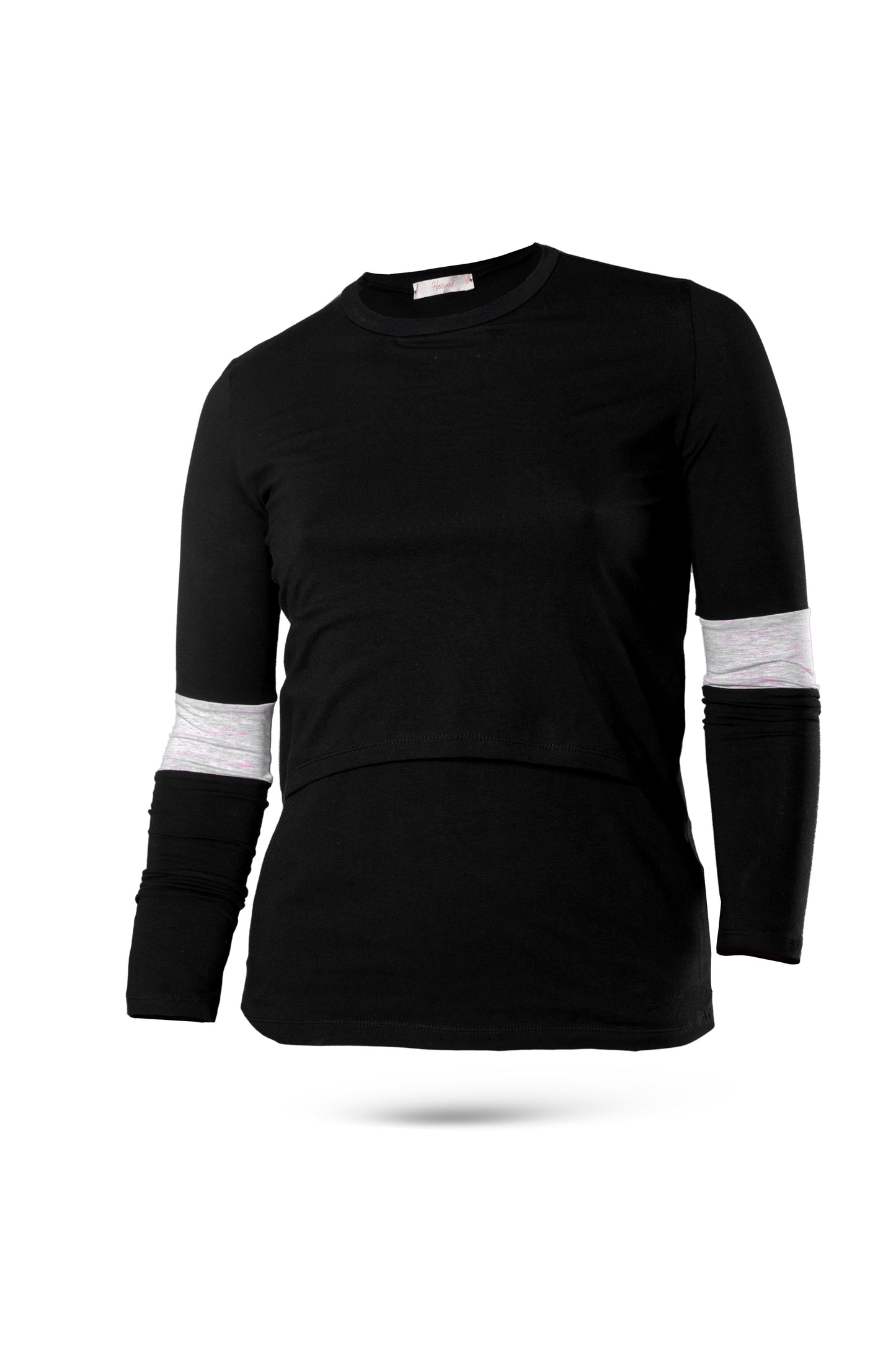 Basic nursing shirt with strip on the long sleeves