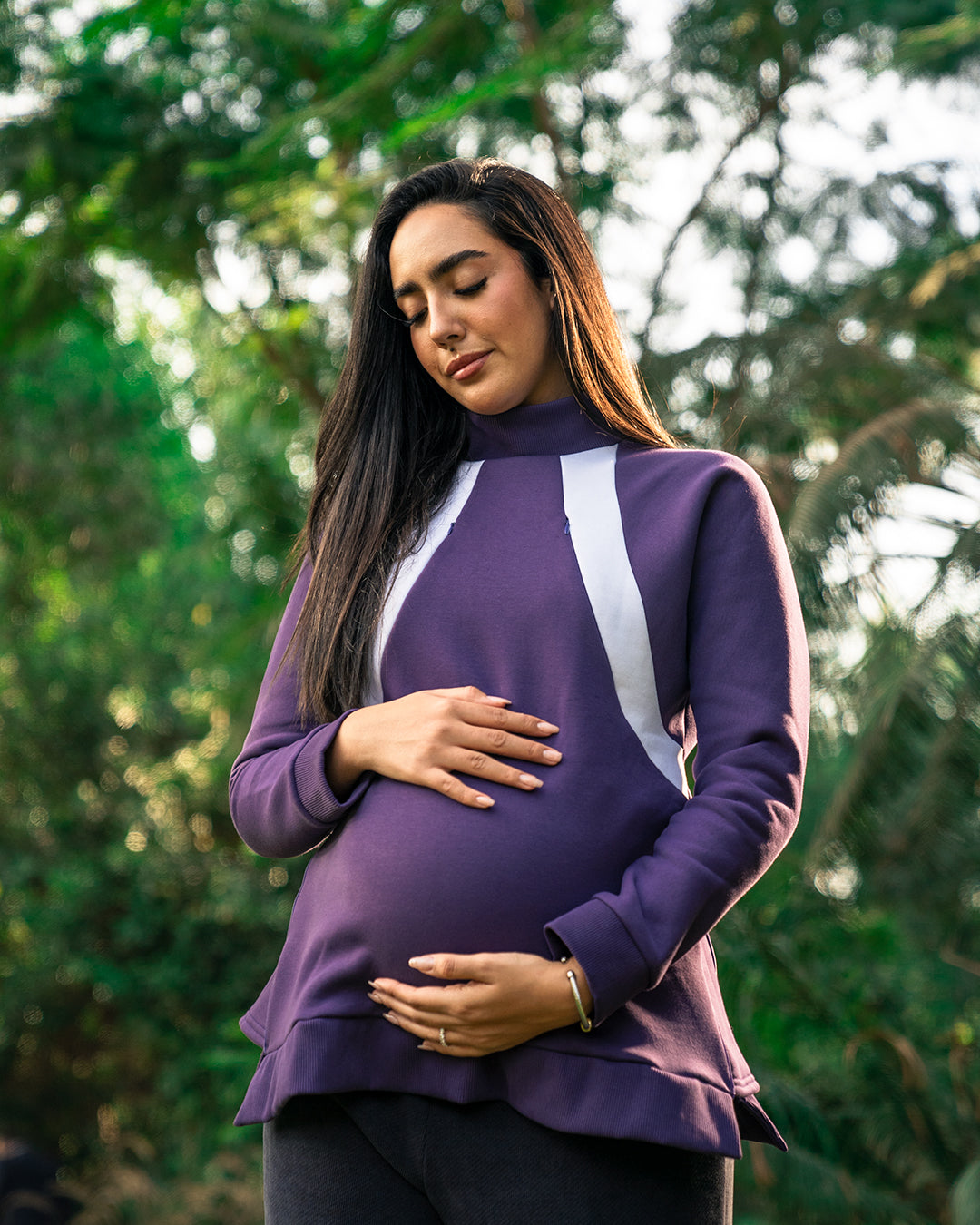 Volcano Nursing and Maternity High-Neck Sweatshirt