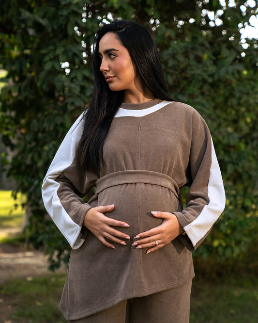 Waterfall Nursing and Maternity Oversized Top with Belt