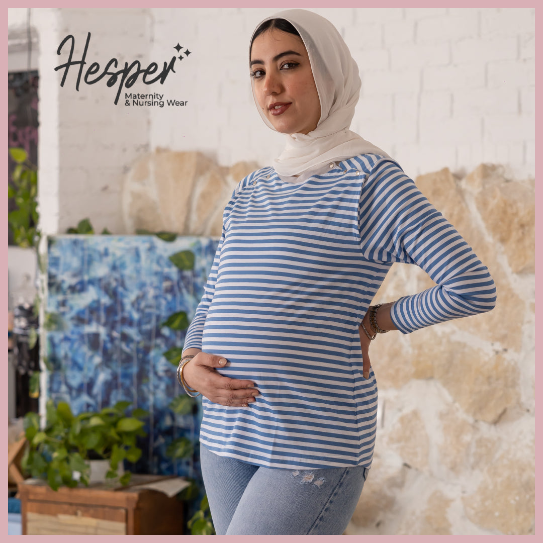 SummerEase Long Sleeve Snap Nursing Maternity Tshirt