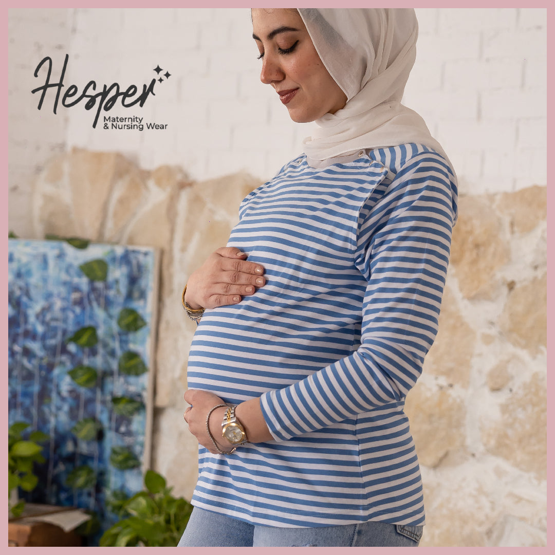 SummerEase Long Sleeve Snap Nursing Maternity Tshirt