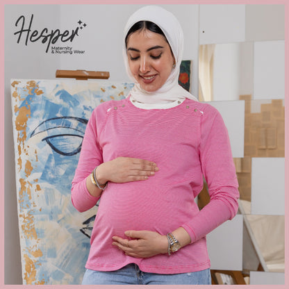 SummerEase Long Sleeve Snap Nursing Maternity Tshirt