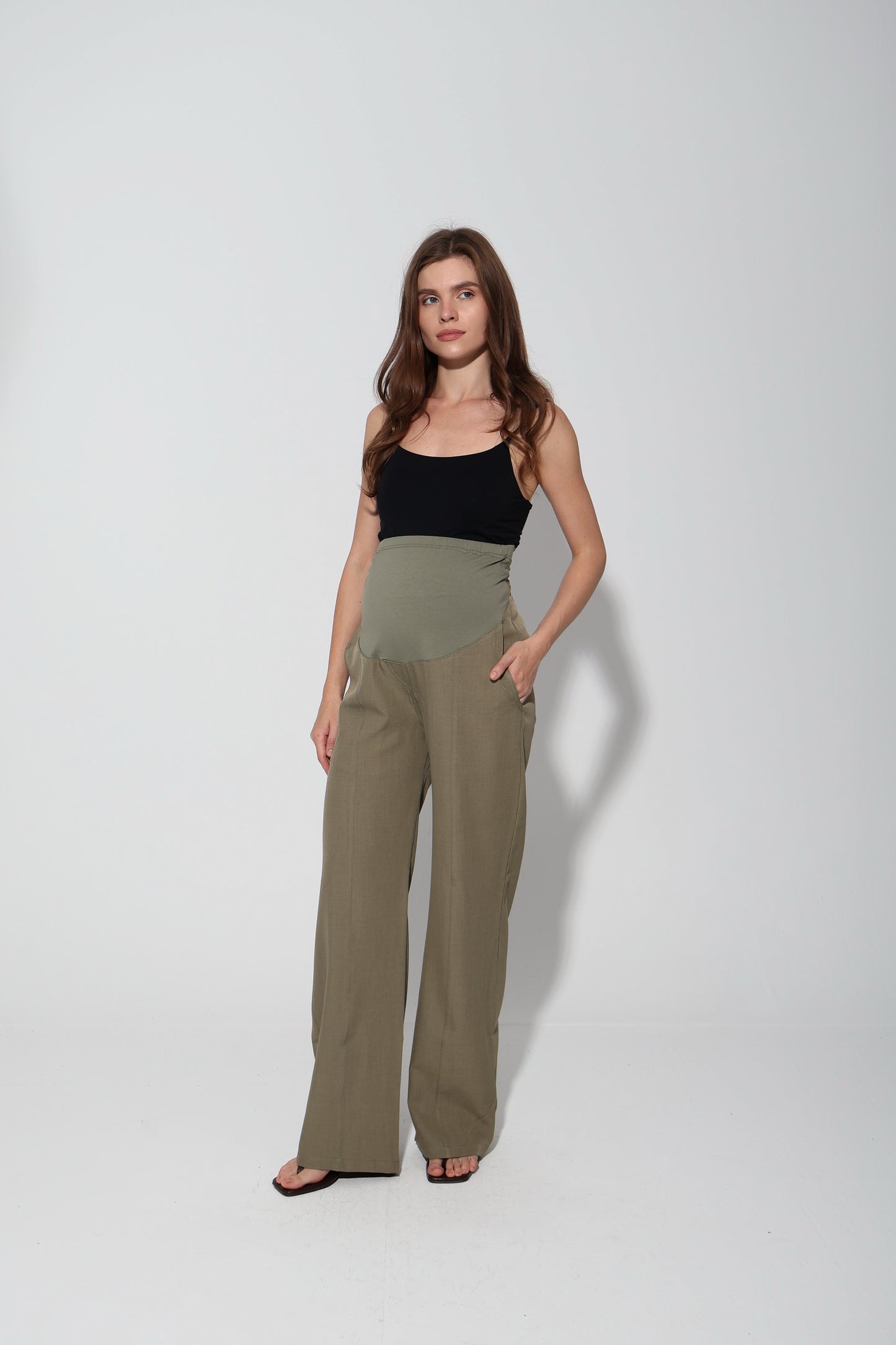 Tailored Formal Over-Belly Straight-Leg Maternity Pants