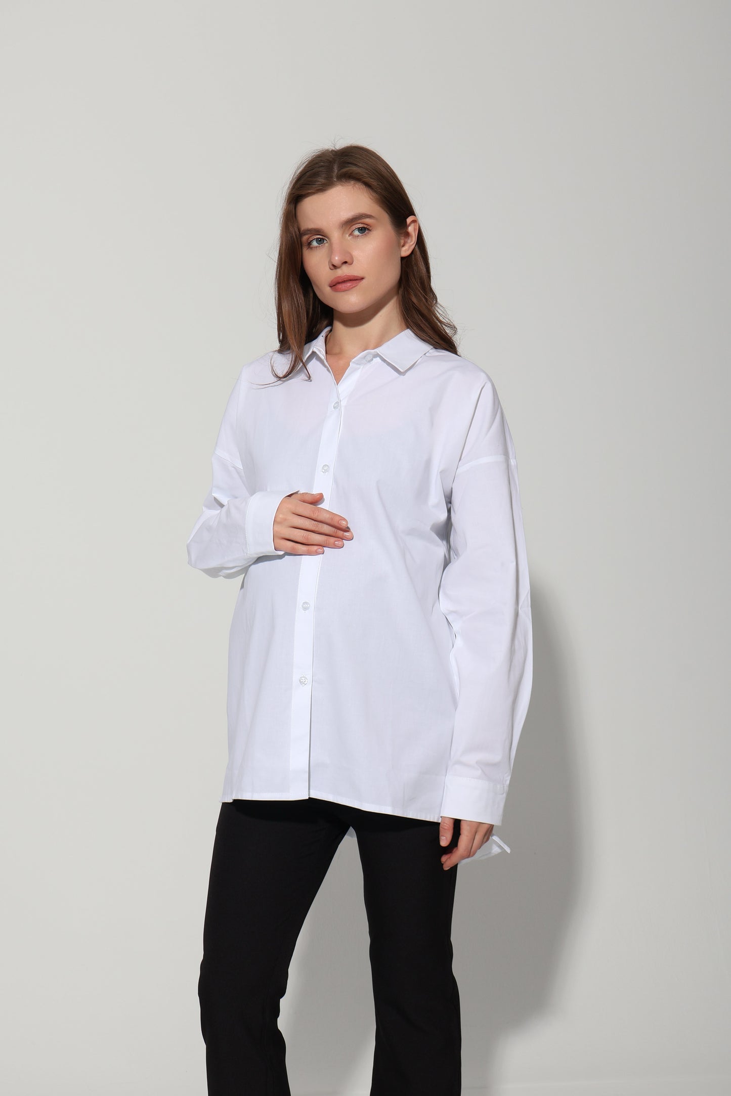 Oversized Cotton Maternity Shirt