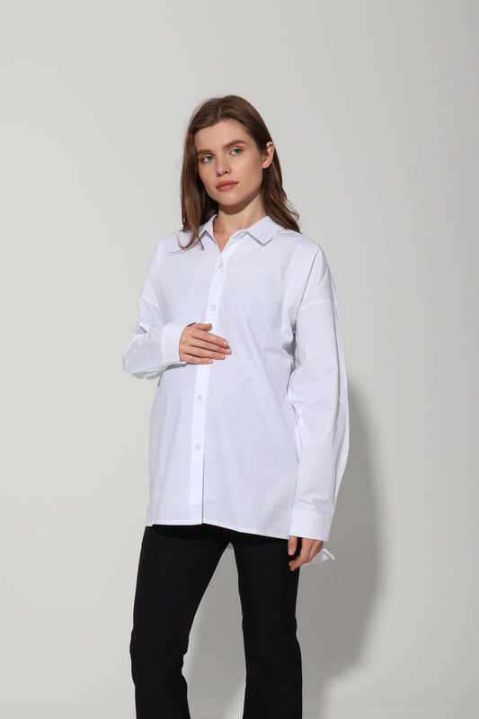 Oversized Cotton Maternity Shirt