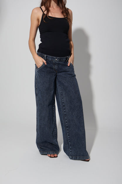 Conical Wide-Leg Maternity Jeans with Over-Belly Waist