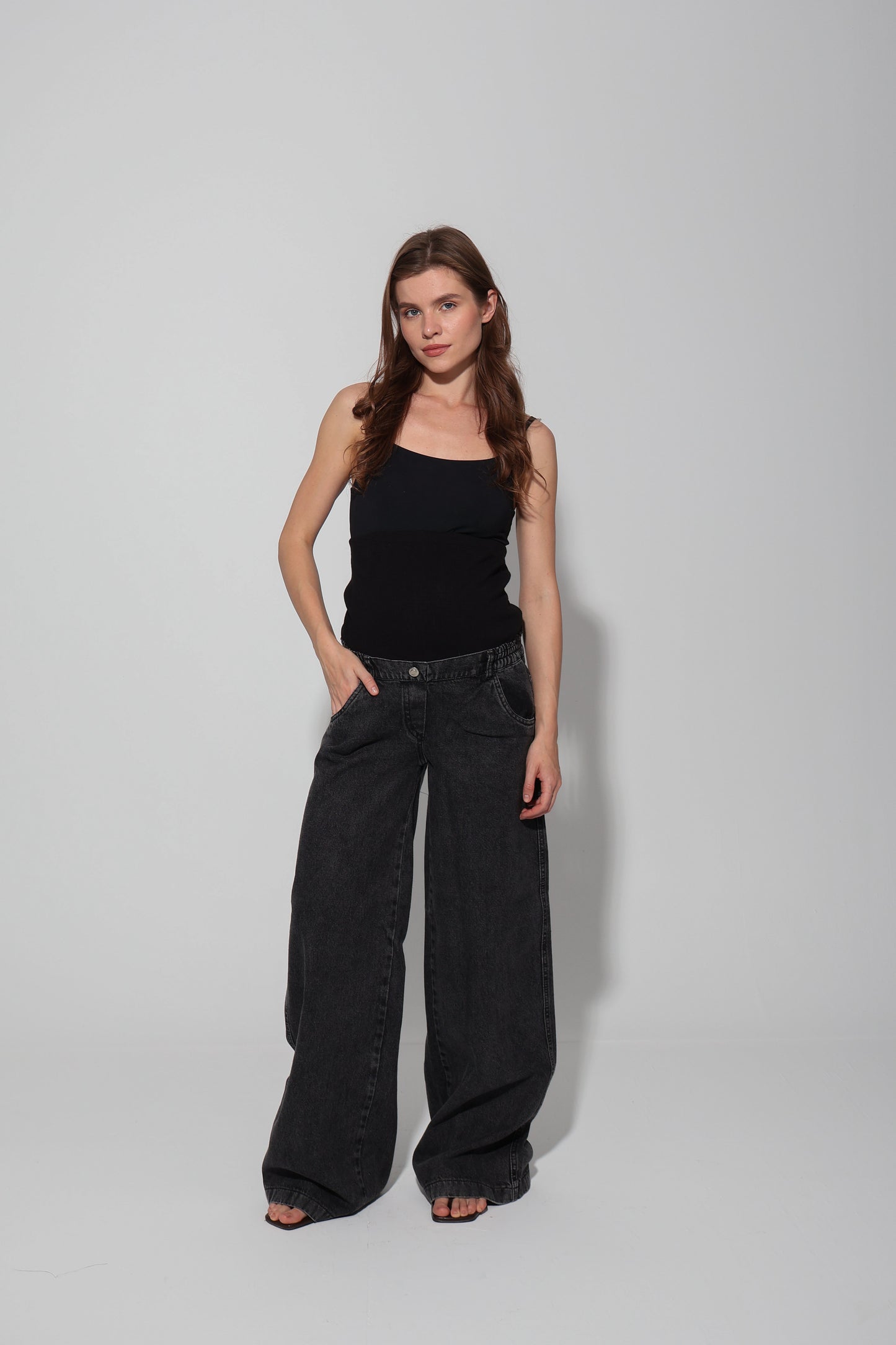 Conical Wide-Leg Maternity Jeans with Over-Belly Waist
