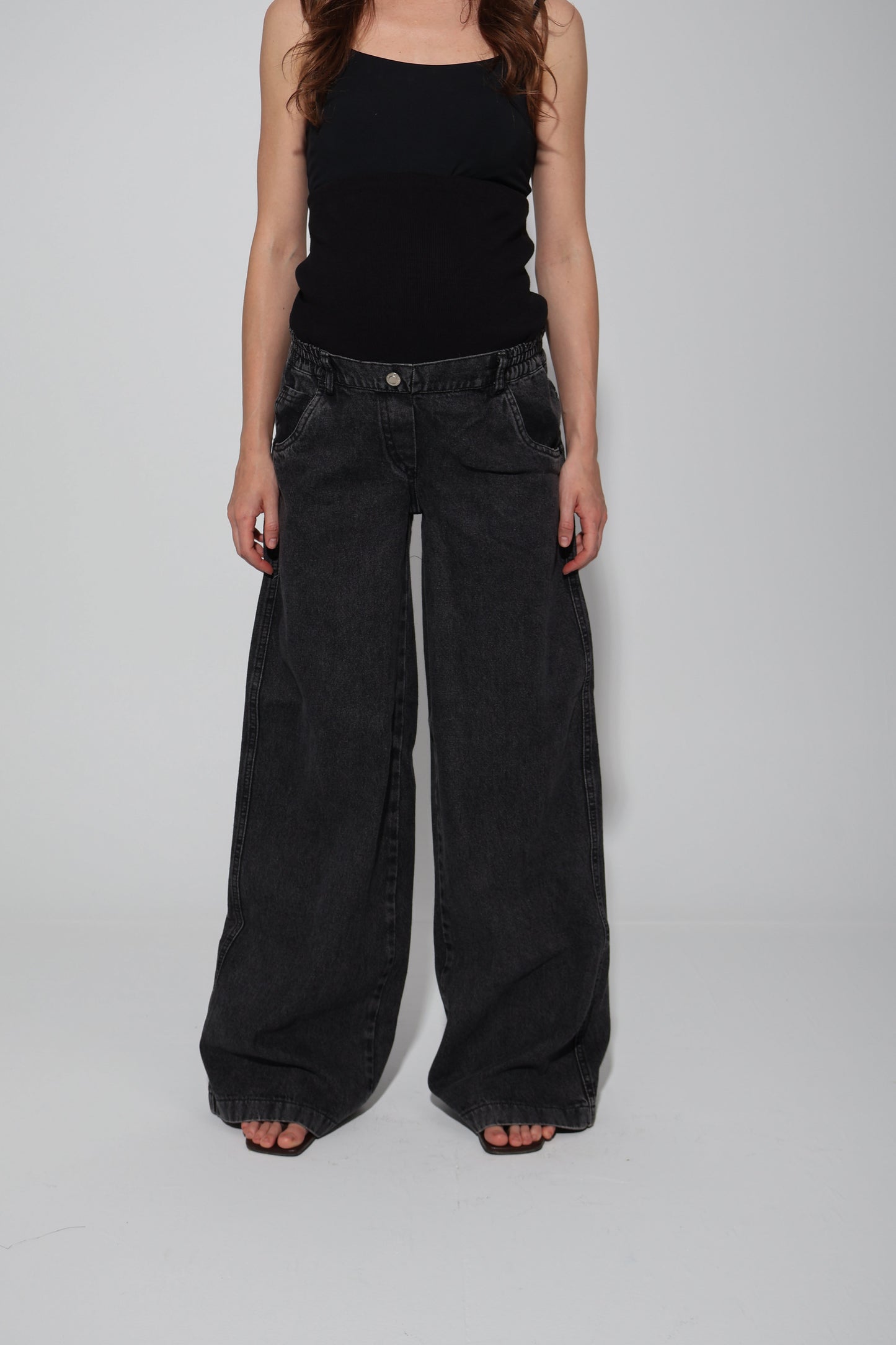 Conical Wide-Leg Maternity Jeans with Over-Belly Waist