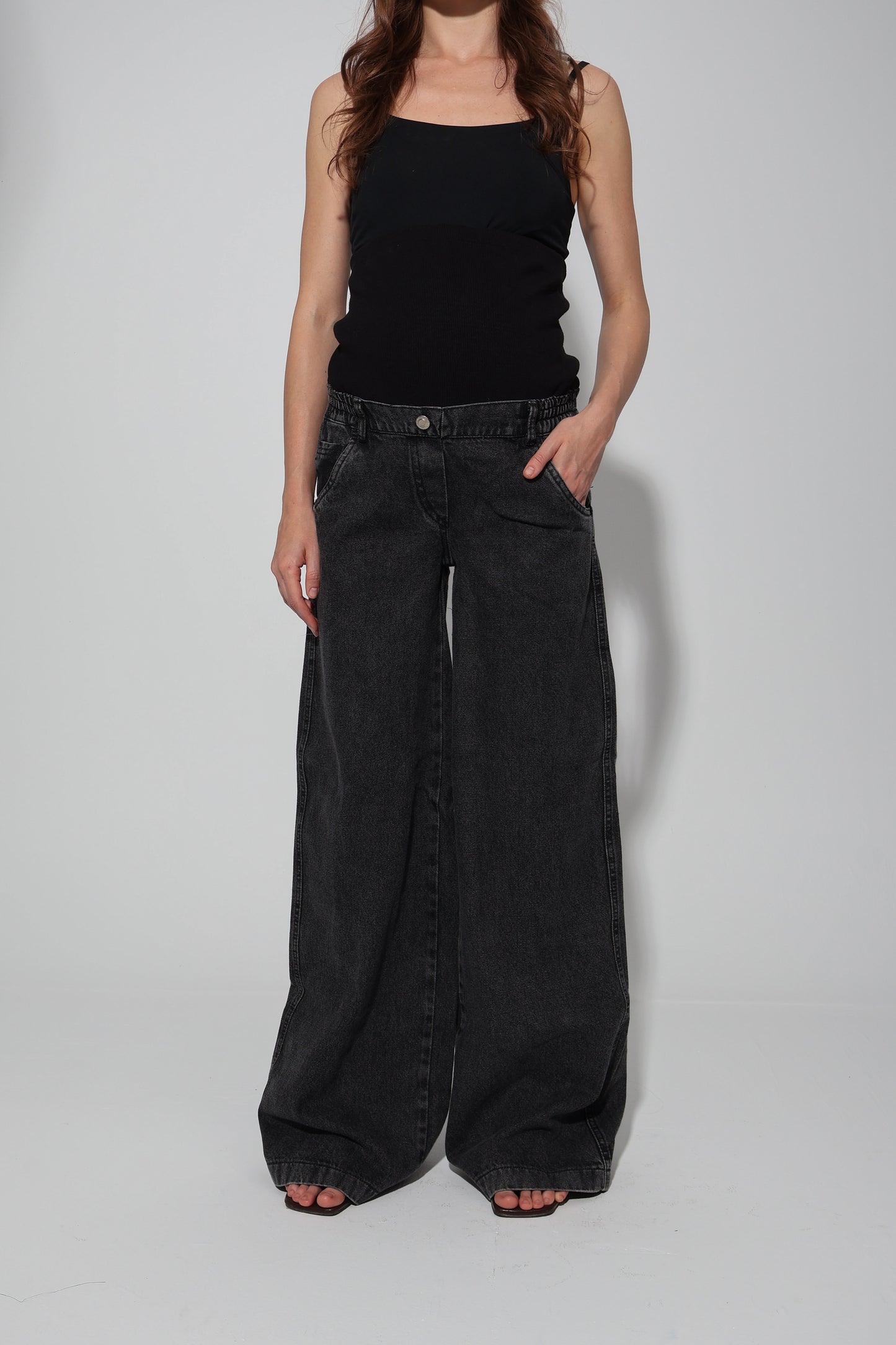 Conical Wide-Leg Maternity Jeans with Over-Belly Waist