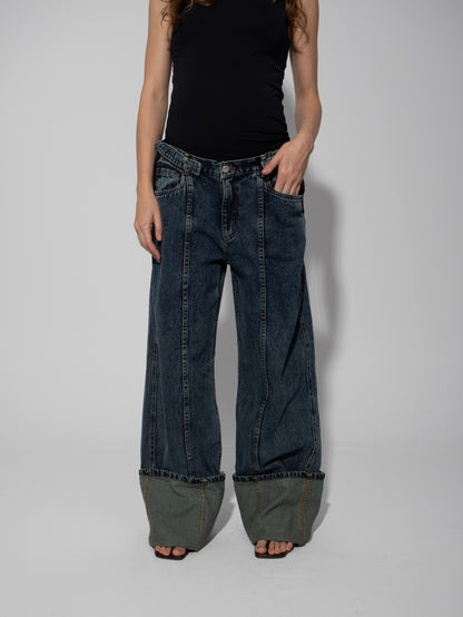Turn-Up Under-Belly Straight-Leg Maternity Jeans