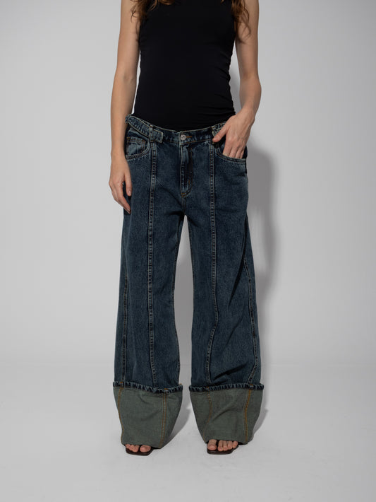 Turn-Up Under-Belly Straight-Leg Maternity Jeans