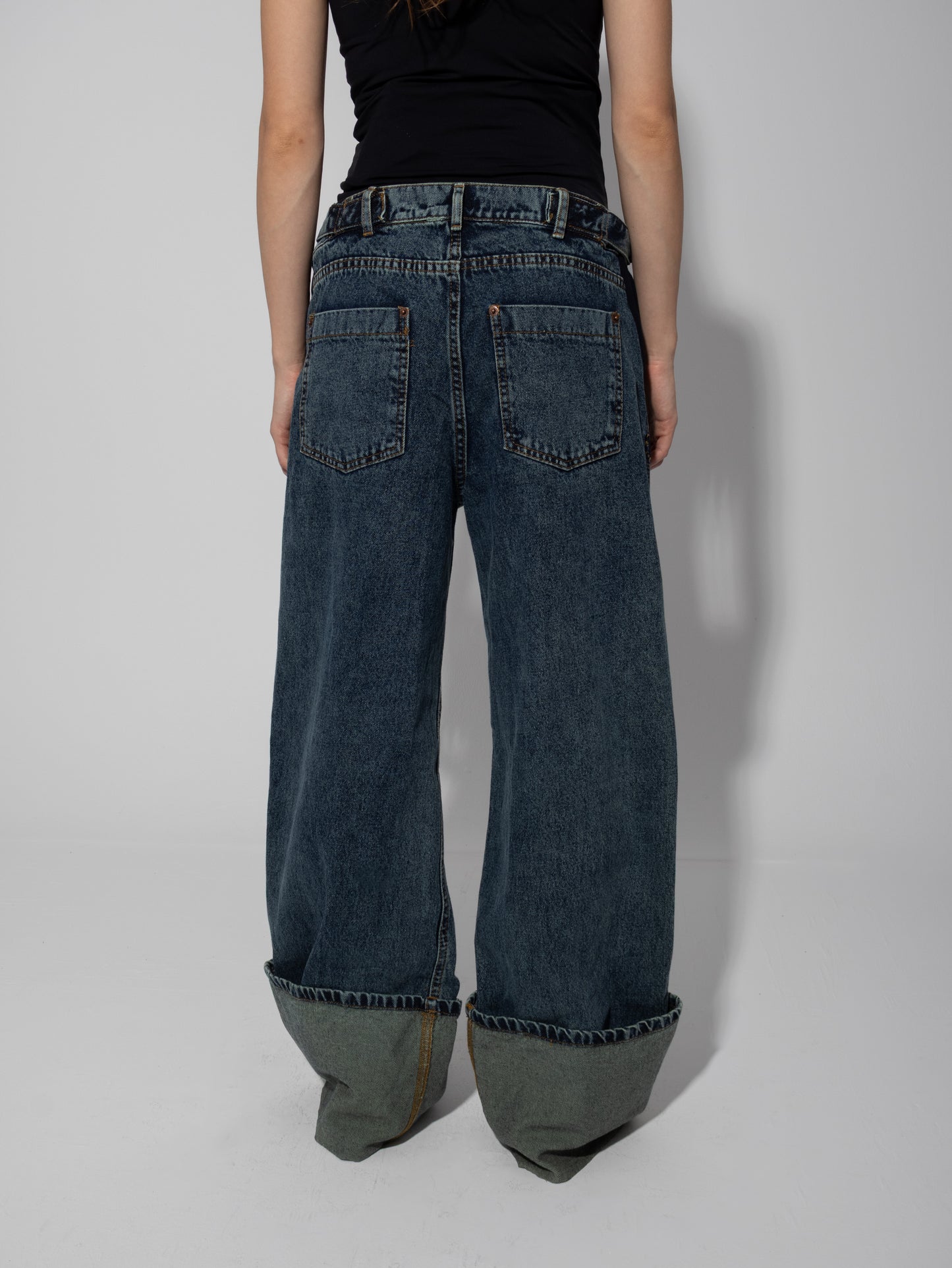 Turn-Up Under-Belly Straight-Leg Maternity Jeans