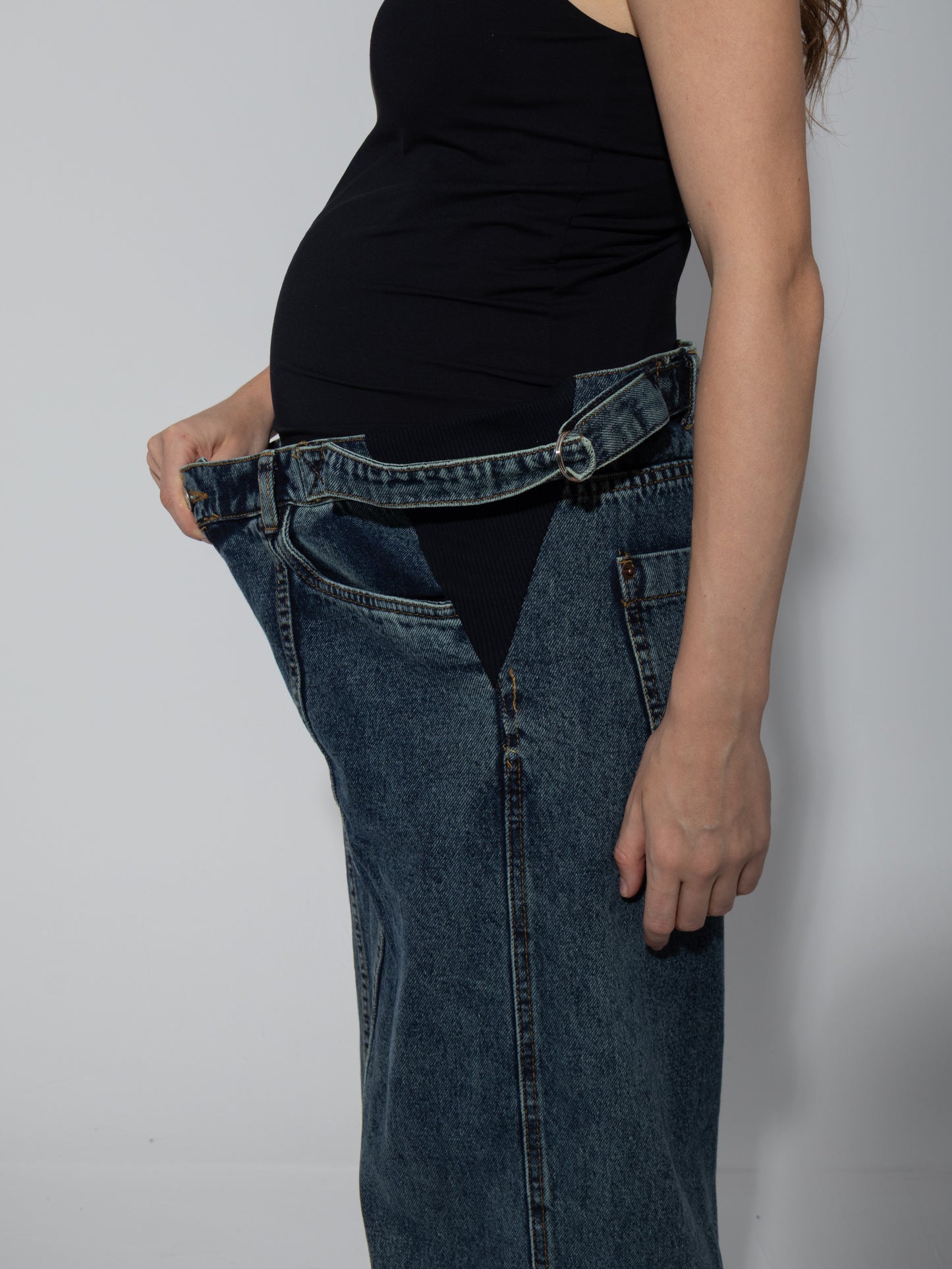 Turn-Up Under-Belly Straight-Leg Maternity Jeans