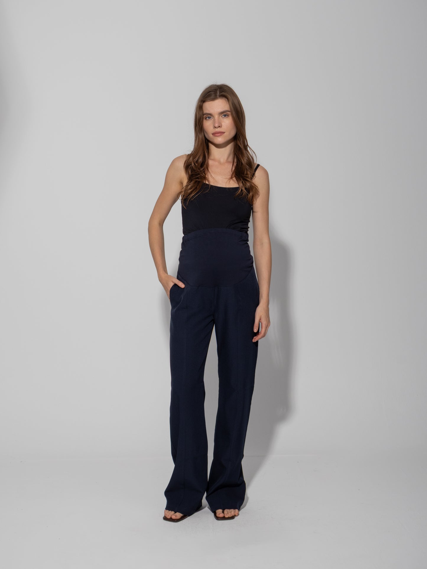 Tailored Formal Over-Belly Straight-Leg Maternity Pants