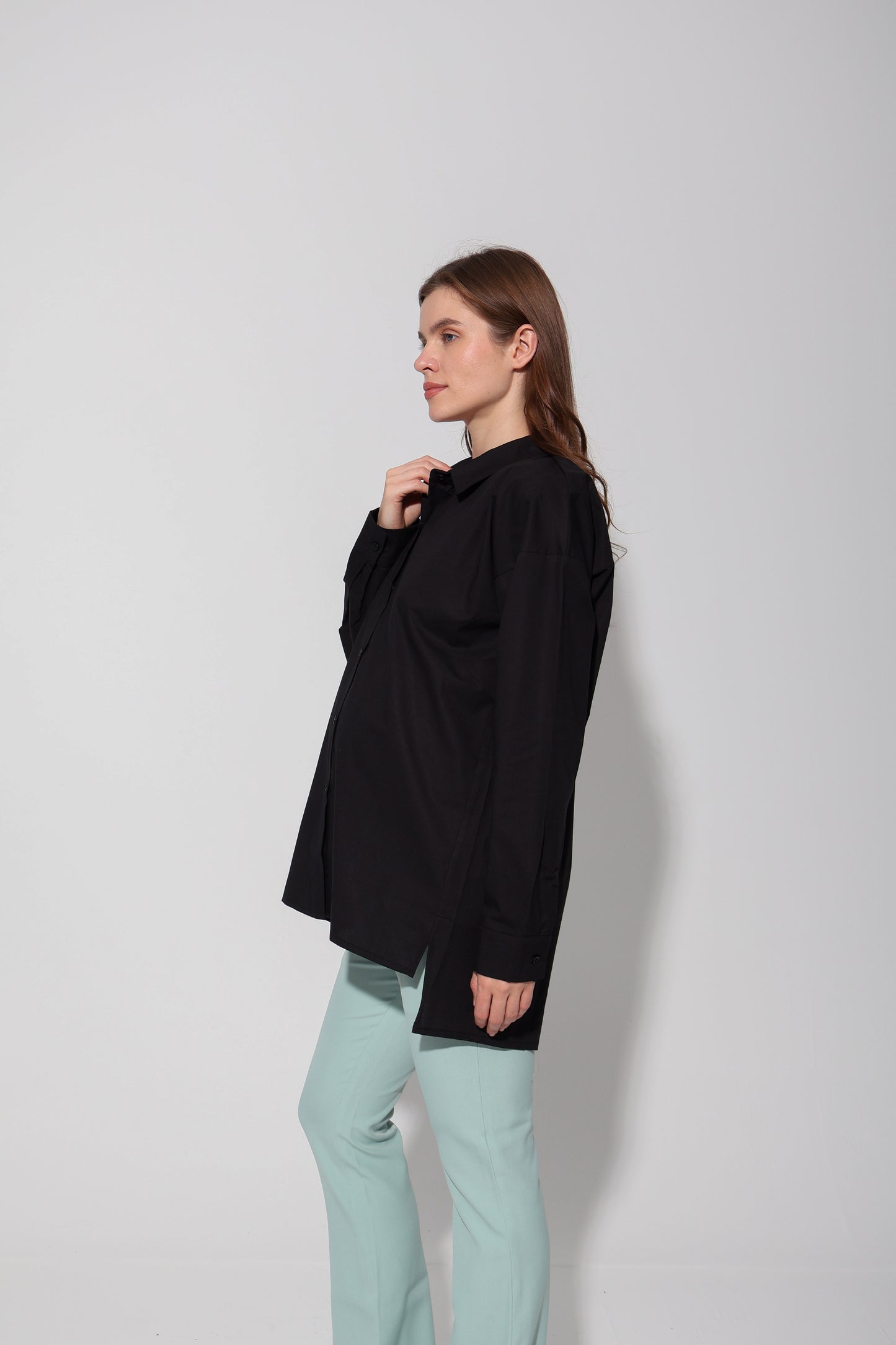 Oversized Cotton Maternity Shirt