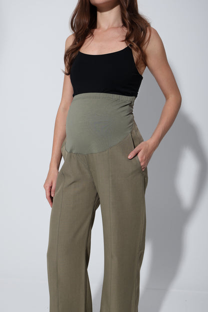 Tailored Formal Over-Belly Straight-Leg Maternity Pants