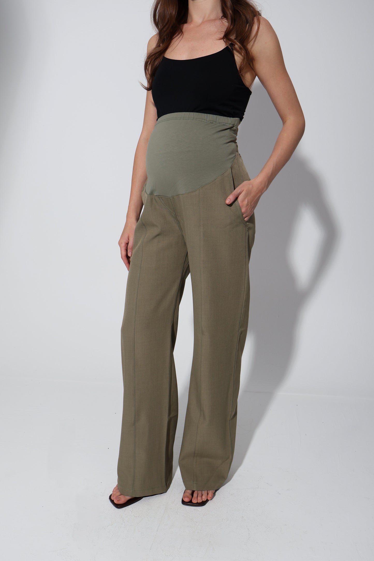 Tailored Formal Over-Belly Straight-Leg Maternity Pants