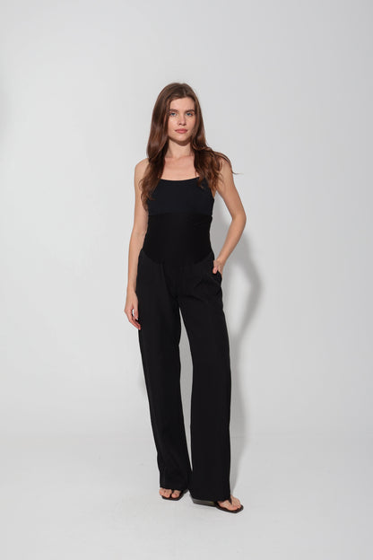 Tailored Formal Over-Belly Straight-Leg Maternity Pants