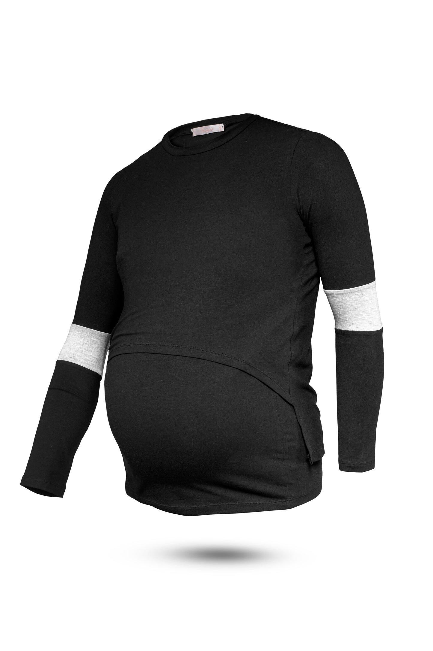 Basic nursing shirt with strip on the long sleeves